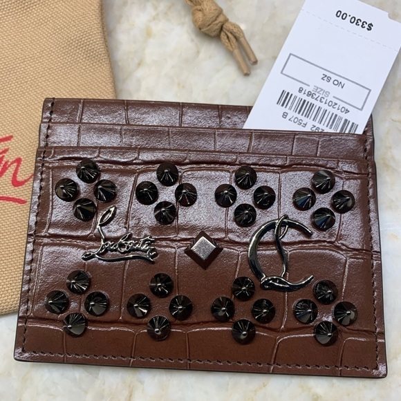 CHRISTIAN LOUBOUTIN W Kios Croc-Embossed Loubinthesky Card Case - Picture 5 of 8